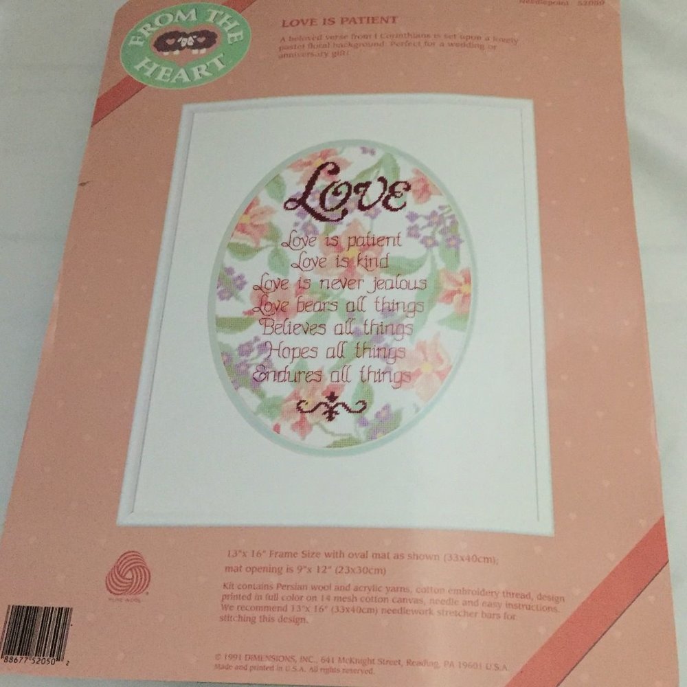 Floral NEEDLEPOINT Kit 'Love Is Patient' #52050